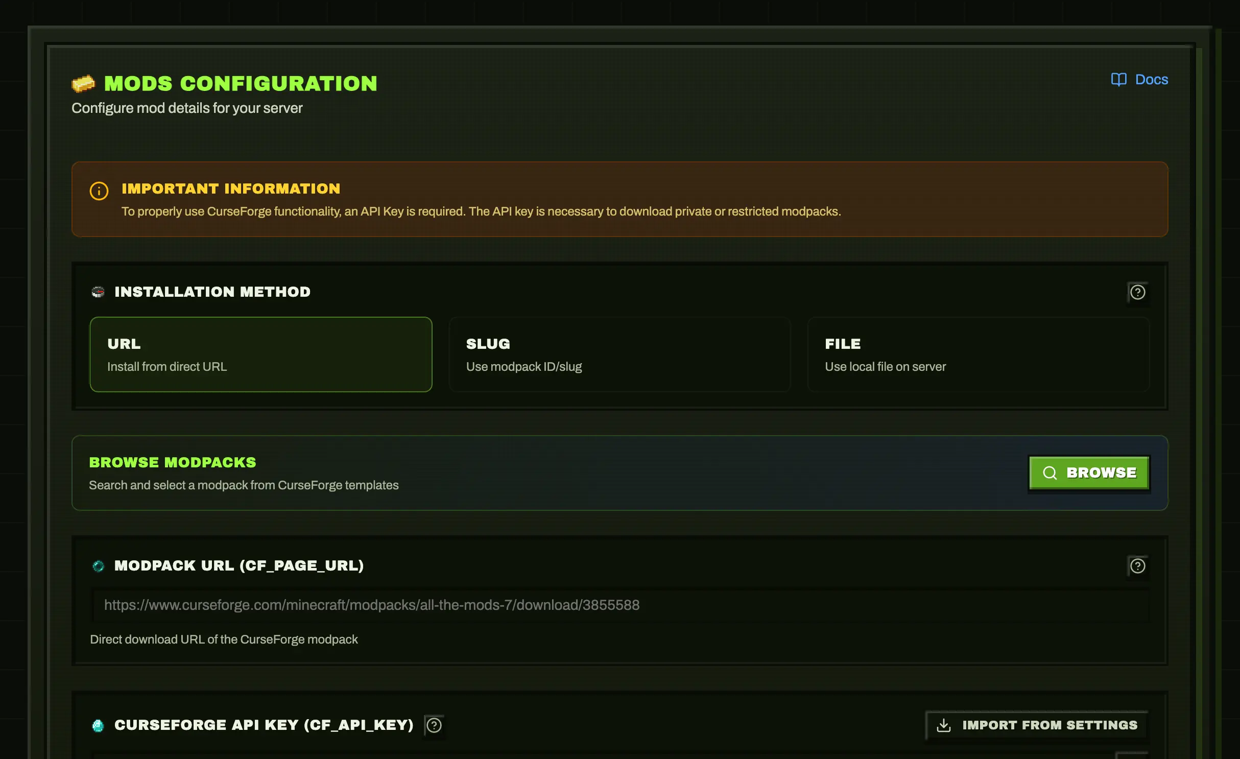 Mods Tab